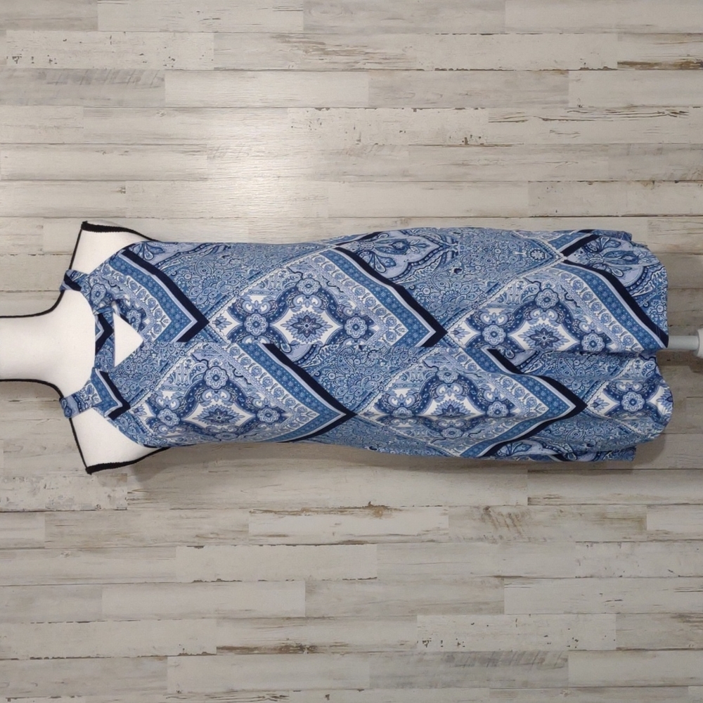 ANTHROPOLOGIE Skies are Blue Blue & White Paisley Dress